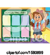 Poster, Art Print Of Cheering School Girl By A Timetable