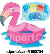 Pink Flamingo Swim Float Inner Tube With Pool Party Text