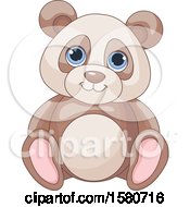 Clipart Of A Cute Blue Eyed Stuffed Panda Toy Royalty Free Vector Illustration