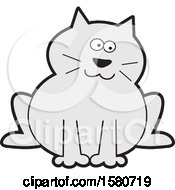 Poster, Art Print Of Sitting Chubby Gray Kitty Cat