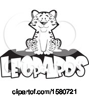 Poster, Art Print Of Black And White Sitting Happy Leopard On Text