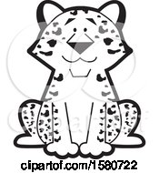 Poster, Art Print Of Black And White Sitting Happy Leopard