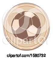 Poster, Art Print Of Soccer Ball On A Brown Round Border