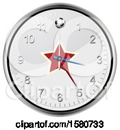 Poster, Art Print Of Soccer Ball And Star On A Wall Clock