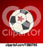 Poster, Art Print Of Soccer Ball With A Star Over Red