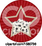Poster, Art Print Of Retro Star In A Circle With Soccer Balls