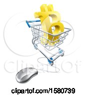 Clipart Of A 3d Gold Bitcoin Currency Symbol In A Shopping Cart With A Connected Computer Mouse Royalty Free Vector Illustration by AtStockIllustration