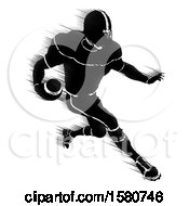 Poster, Art Print Of Silhouetted Action Blurred Black And White Football Player Charging