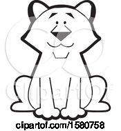 Poster, Art Print Of Black And White Sitting Cougar Big Cat Mascot