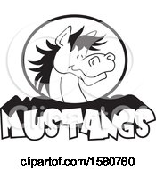 Poster, Art Print Of Black And White Horse Mascot Over Mustangs Text