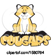 Poster, Art Print Of Sitting Cougar Big Cat Mascot On Text