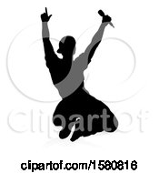 Clipart Of A Silhouetted Male Singer With A Reflection Or Shadow On A White Background Royalty Free Vector Illustration