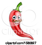 Clipart Of A Happy Red Chile Pepper Mascot Character With A Mustache Royalty Free Vector Illustration