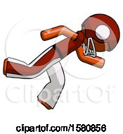 Poster, Art Print Of Orange Football Player Man Running While Falling Down