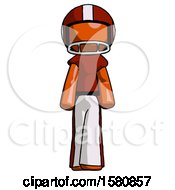 Poster, Art Print Of Orange Football Player Man Walking Front View