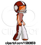 Poster, Art Print Of Orange Football Player Man Walking Turned Right Front View