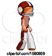 Orange Football Player Man Walking Turned Right Front View