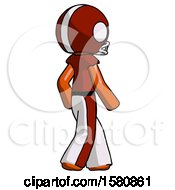 Poster, Art Print Of Orange Football Player Man Walking Away Direction Right View