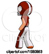 Poster, Art Print Of Orange Football Player Man Walking Away Direction Left View