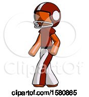 Poster, Art Print Of Orange Football Player Man Man Walking Turned Left Front View