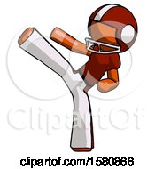 Poster, Art Print Of Orange Football Player Man Ninja Kick Left
