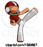 Poster, Art Print Of Orange Football Player Man Ninja Kick Right