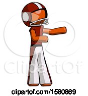Poster, Art Print Of Orange Football Player Man Presenting Something To His Left