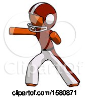 Poster, Art Print Of Orange Football Player Man Martial Arts Punch Left
