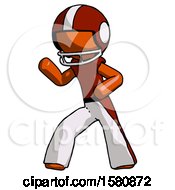 Orange Football Player Man Martial Arts Defense Pose Left