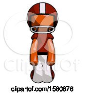 Poster, Art Print Of Orange Football Player Man Kneeling Front Pose