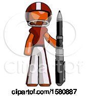 Poster, Art Print Of Orange Football Player Man Holding Large Pen