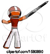 Poster, Art Print Of Orange Football Player Man Demonstrating That Indeed The Pen Is Mightier