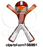 Poster, Art Print Of Orange Football Player Man Jumping Or Flailing