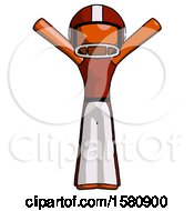 Orange Football Player Man With Arms Out Joyfully