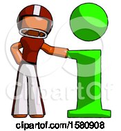 Poster, Art Print Of Orange Football Player Man With Info Symbol Leaning Up Against It
