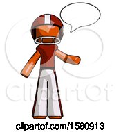 Poster, Art Print Of Orange Football Player Man With Word Bubble Talking Chat Icon