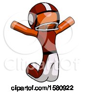 Orange Football Player Man Jumping Or Kneeling With Gladness