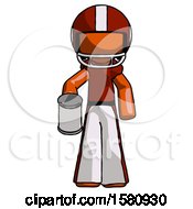 Poster, Art Print Of Orange Football Player Man Begger Holding Can Begging Or Asking For Charity