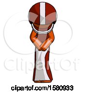 Poster, Art Print Of Orange Football Player Bending Over Hurt Or Nautious