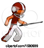 Poster, Art Print Of Orange Football Player Man Stabbing With Ninja Sword Katana