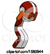 Poster, Art Print Of Orange Football Player Man With Headache Or Covering Ears Turned To His Right