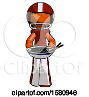 Poster, Art Print Of Orange Football Player Man Serving Or Presenting Noodles