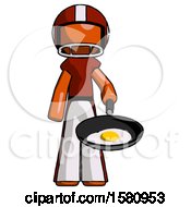 Orange Football Player Man Frying Egg In Pan Or Wok