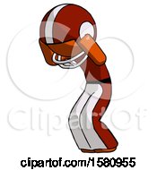 Poster, Art Print Of Orange Football Player Man With Headache Or Covering Ears Turned To His Left