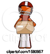 Poster, Art Print Of Orange Football Player Man Holding Box Sent Or Arriving In Mail