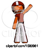 Poster, Art Print Of Orange Football Player Man Waving Emphatically With Left Arm
