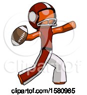 Orange Football Player Man Throwing Football