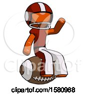 Orange Football Player Man Sitting On Giant Football