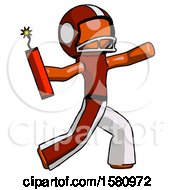 Poster, Art Print Of Orange Football Player Man Throwing Dynamite