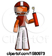 Poster, Art Print Of Orange Football Player Man Holding Dynamite With Fuse Lit